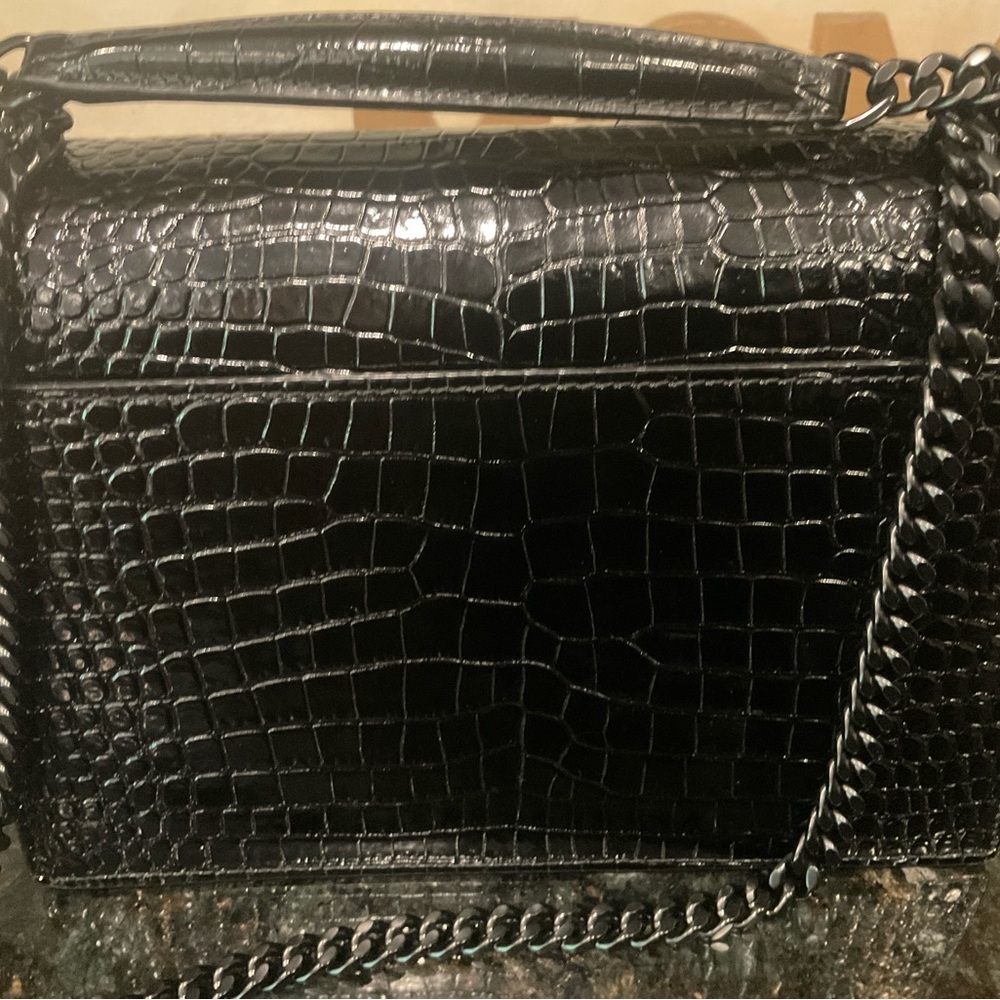 Yves Saint Laurent Black Glossy Shoulder Bag with Chain Strap - Picture 10 of 14